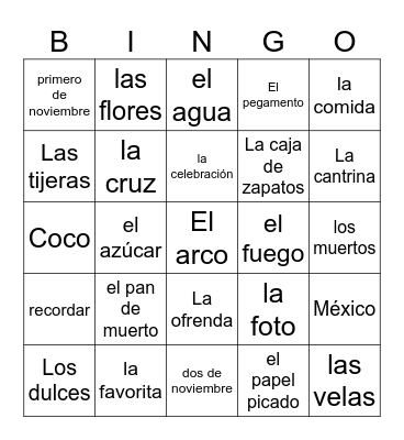 Dia de los Muertos revised Alicea 2 Bingo Card