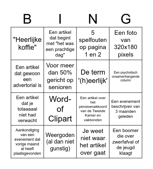 Wijkbladbingo Card