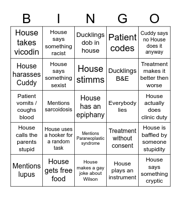 House MD bingo Card