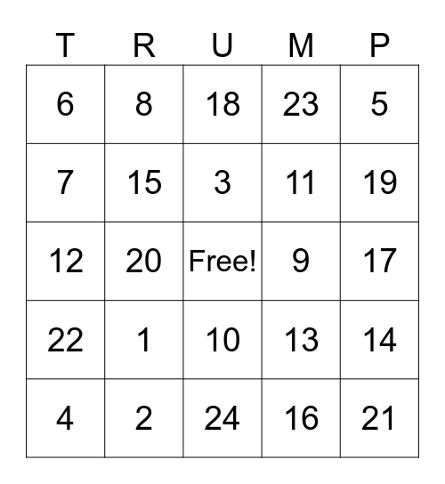 4 Years of Trump Bingo Card