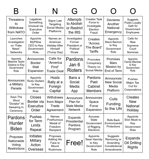 TRUMP Bingo Card