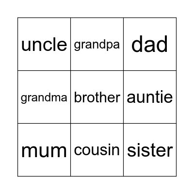 family Bingo Card