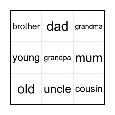 FAMILY Bingo Card