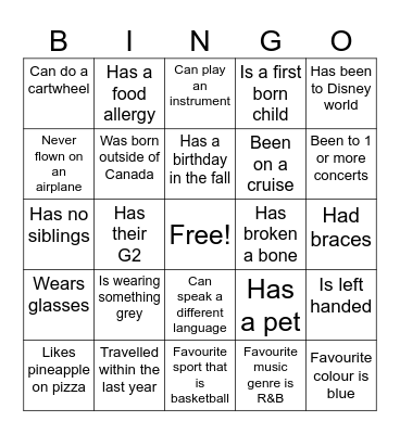 Find Someone who... Bingo Card