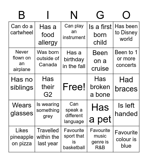 Find Someone who... Bingo Card