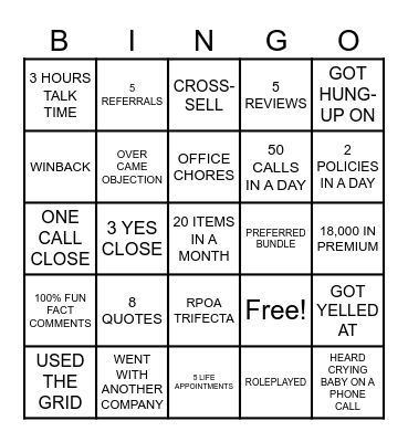 NOVEMBER OFFICE BINGO Card