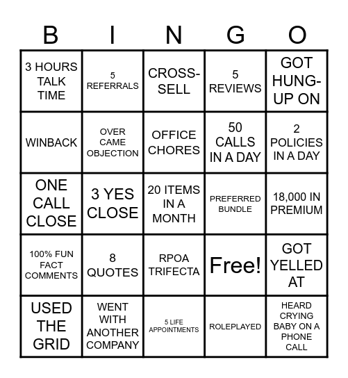 NOVEMBER OFFICE BINGO Card