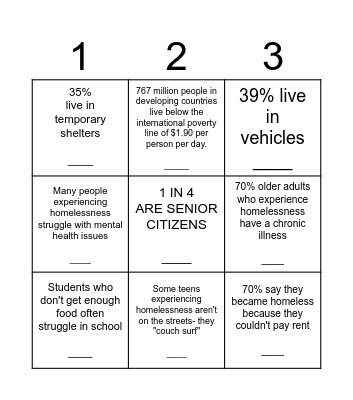 HHAM Bingo Card