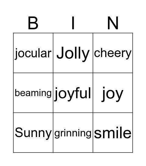 Happy Bingo Card