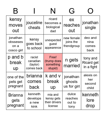 2025 bogus family bing0 Bingo Card