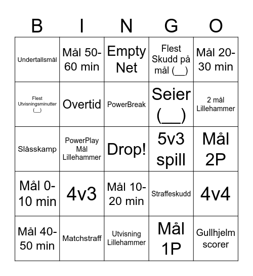 HOCKEY BINGO Card