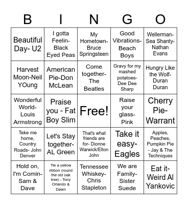 SP12 Thanksgiving Vibes! Bingo Card