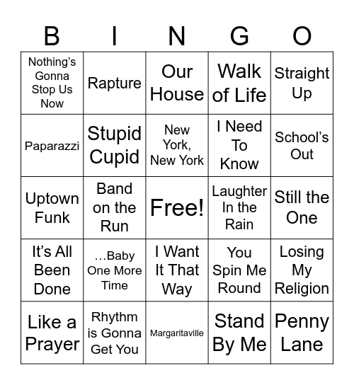 Coverall All Decades #2 Bingo Card