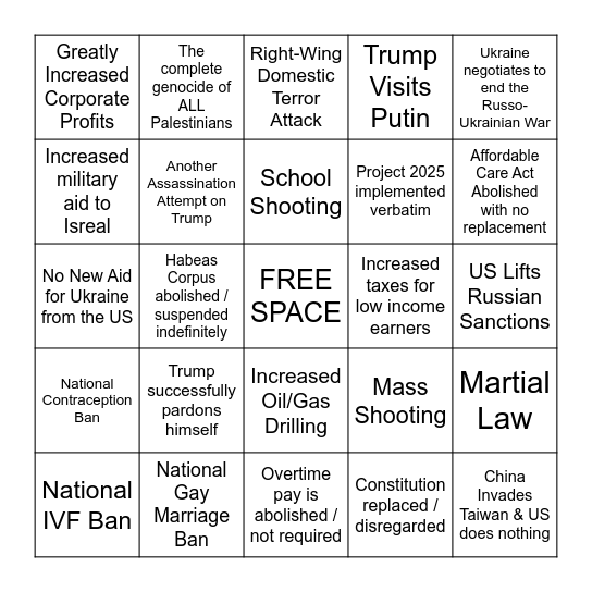 2025 Bingo Card