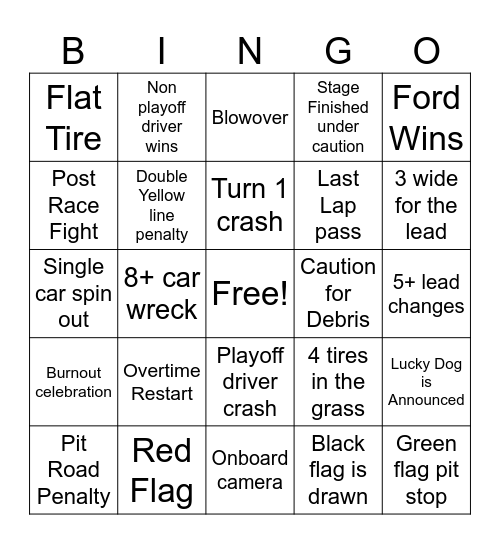 Championship 4 Bingo Card