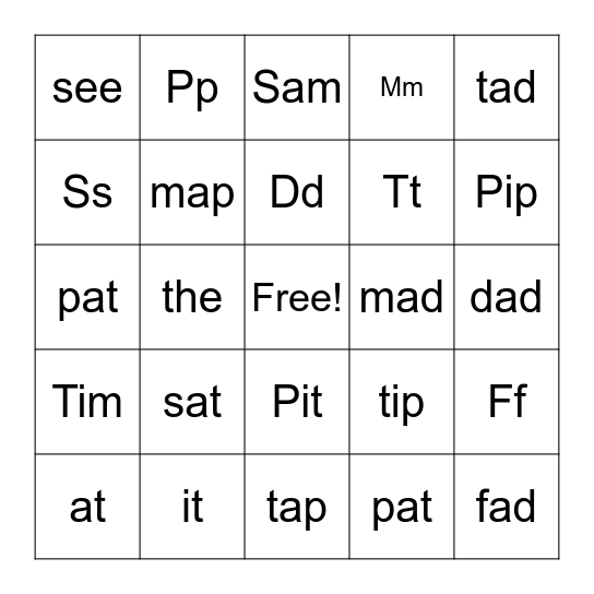 Unit 2 - Lesson 1-6 Bingo Card