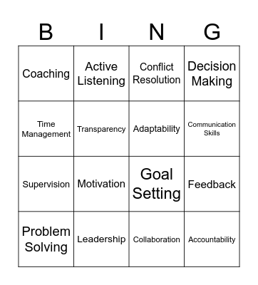 Mangement and communication Bingo Card