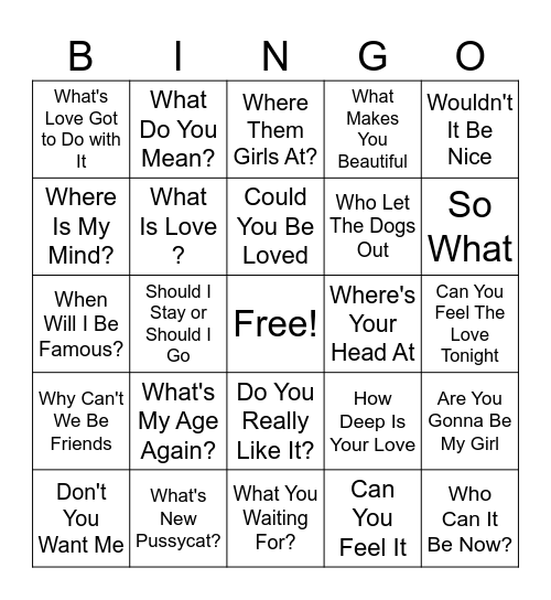 BINGO: QUESTIONS Bingo Card