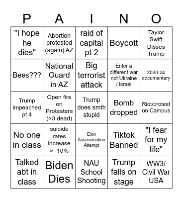 Post Election / 2025 Bingo Card