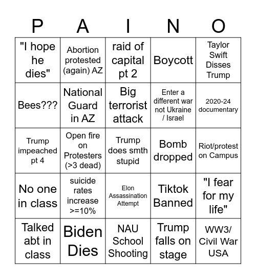 Post Election / 2025 Bingo Card