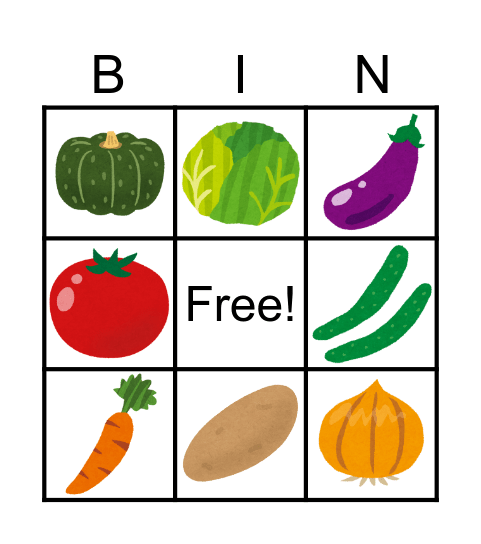 Vegetable Bingo Card