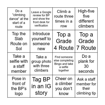 BP Bingo - 1 November Bingo Card