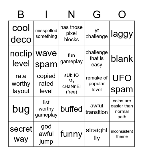 recent tab Bingo Card