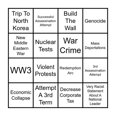 Trump 2nd Term Bingo Card