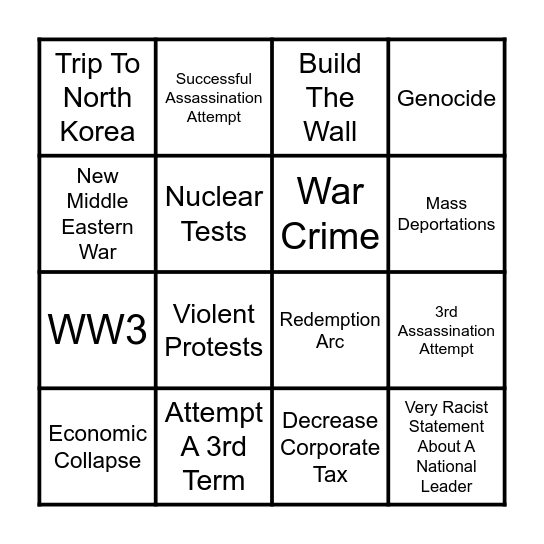 Trump 2nd Term Bingo Card