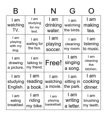 I am __________. Bingo Card