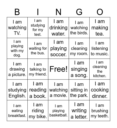 I am __________. Bingo Card