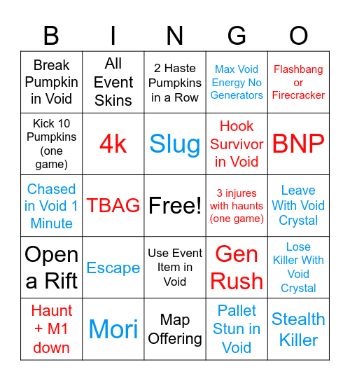 Dbd Halloween Bingo Card