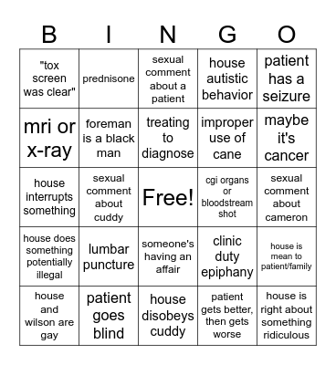 house bingo Card