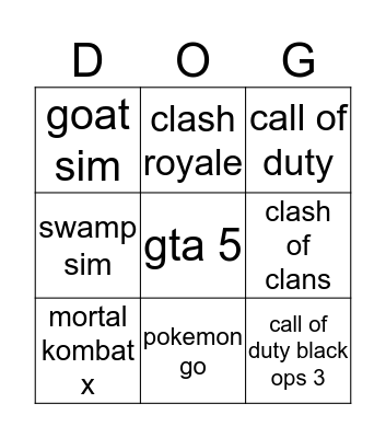 games  Bingo Card