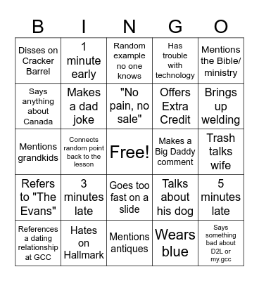 Untitled Bingo Card