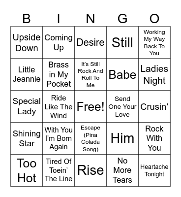 Top 1980 Songs Bingo Card