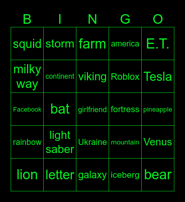 infinite craft Bingo Card
