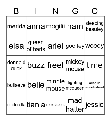 disney charecter bingo! Bingo Card
