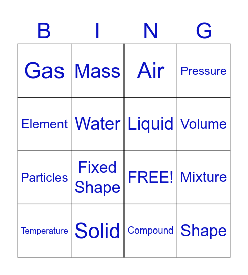 Gasses Bingo Card