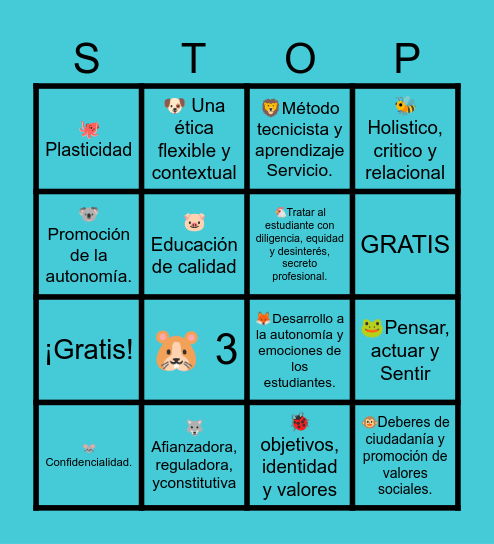 BINGO ÉTICA DOCENTE Bingo Card