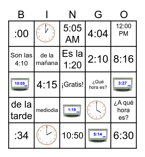 La Hora Bingo Card