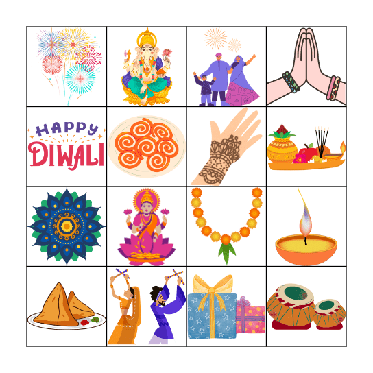 Montessori Diwali Bingo Card