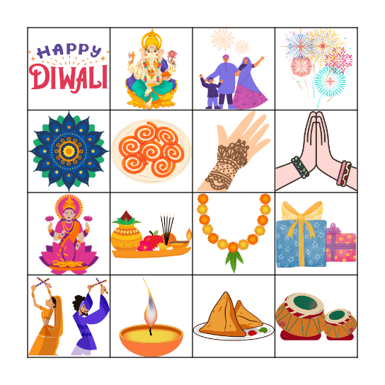 Montessori Diwali Bingo Card