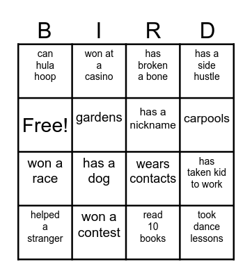 Conversation Bingo Card