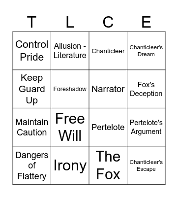 Nun's Priest's Tale Bingo Card