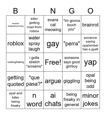 friend bingo Card