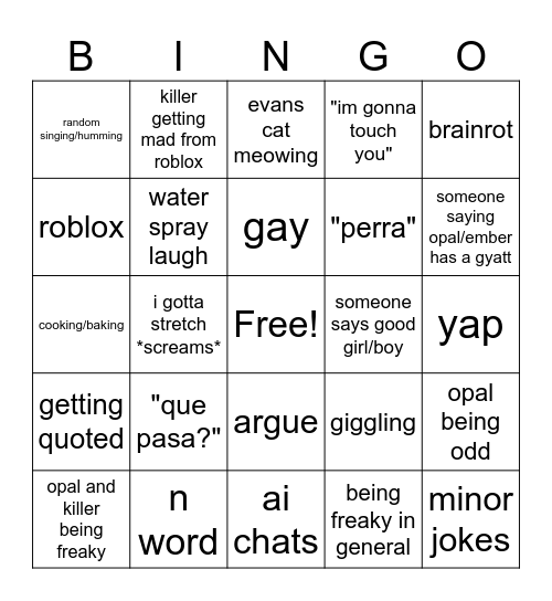 friend bingo Card