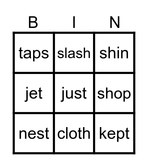 Letters Bingo Card