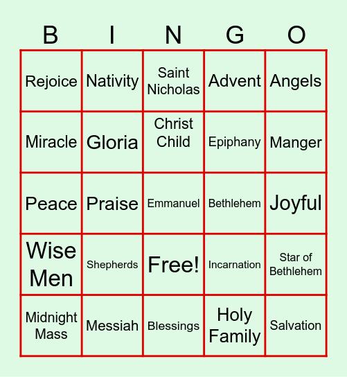 OLR Christmas Bingo Card