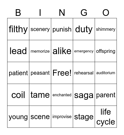 Week 14 Bingo Card